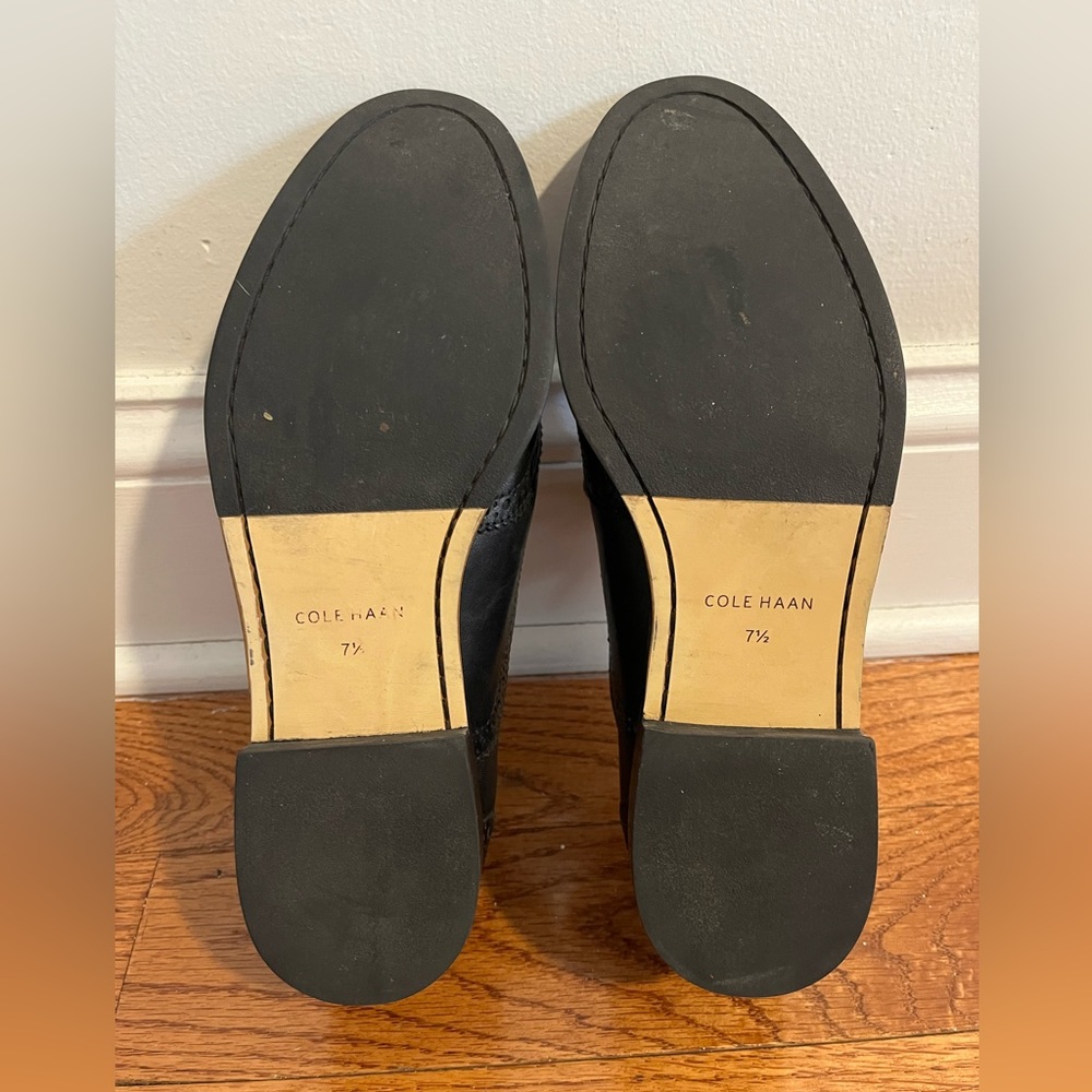 Cole Haan Black Brogue Leather Loafers - Picture 4 of 4